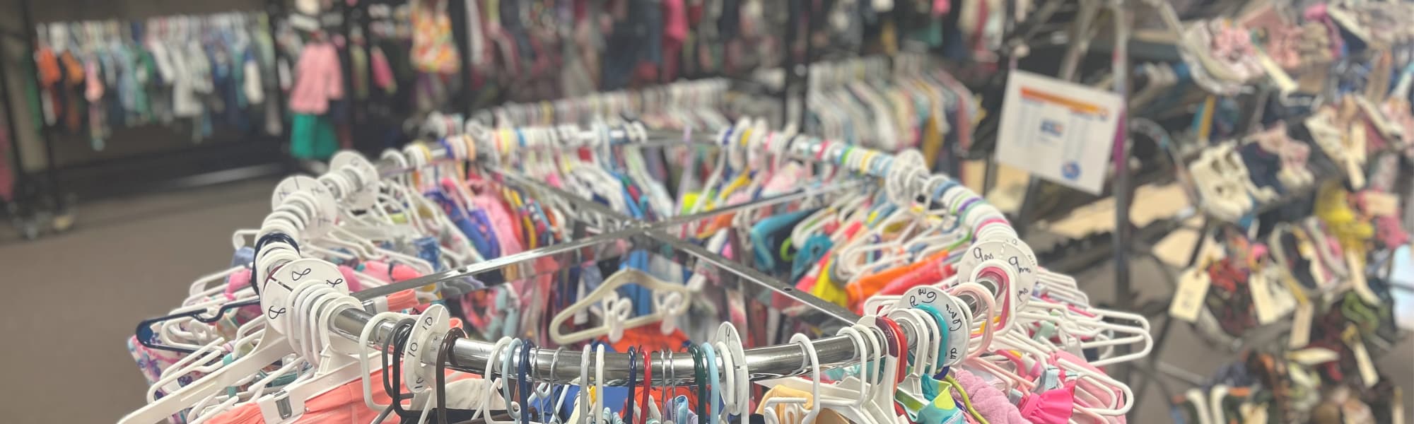 Clothes on a rack.