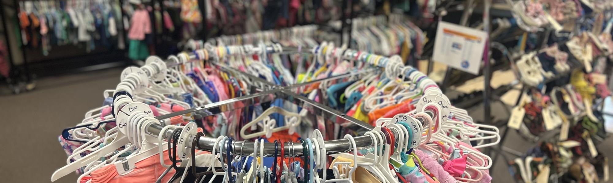 Clothing on racks 